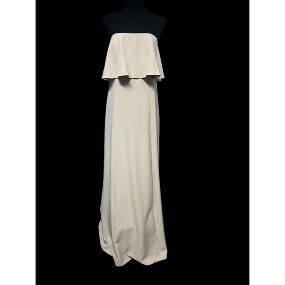 SHOW ME YOUR MUMU STRAPLESS MAXI DRESS STONE BRIDEMAID SUMMER WEDDING LG - Picture 1 of 8